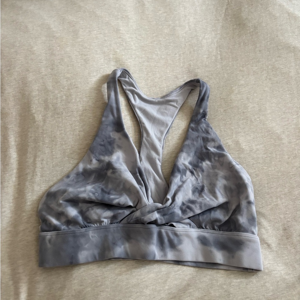 Gray & Purple Tie-Dye Women's Sports Bra
